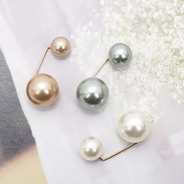 3Pcs/Set Women Double Beads Imitation Pearl Brooch Pins For Sweater Cardigan Clip Coat Dress Anti-Fade Exquisite Elegant Brooche 5