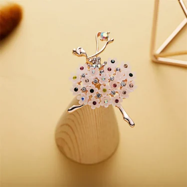 Gymnastics Ballet Girl Flower Dancer Crystal Brooches For Women Cute Elegant Rhinestone Pin Corsage Fashion Wedding Jewelry Gift 3
