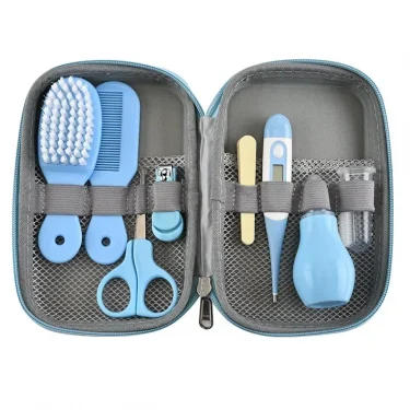 Baby Nasal Aspirator Nail Scissors Cartoon Set Daily Cleaning Supplies Care Bag Baby Care EVA Bag Eight-piece Set 6