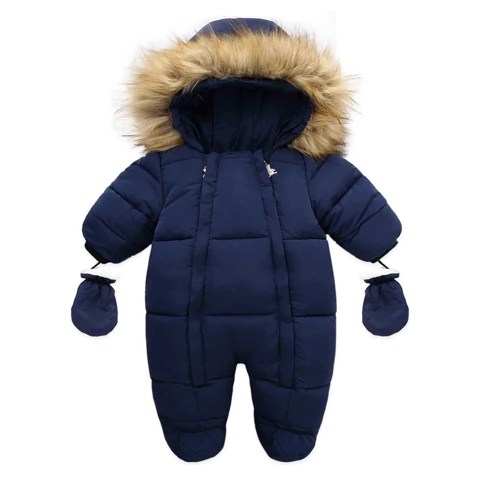 Winter Baby Jumpsuit Thick Warm Infant Hooded Inside Fleece Rompers Newborn Boy Girl Overalls Outerwear Kids Snowsuit 3