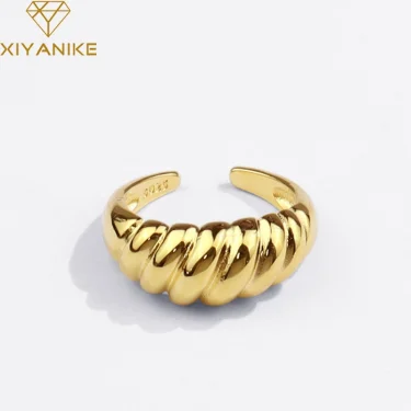 XIYANIKE Silver Color Oblique Thread French Ring Women Simple Opening fashion jewelry Refinement Prevent Allergy GIft 1