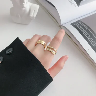 XIYANIKE Silver Color Trendy Elegant Twist Two Circle Rings for Women Couple Simple Geometric Handmade Jewelry Adjustable 4