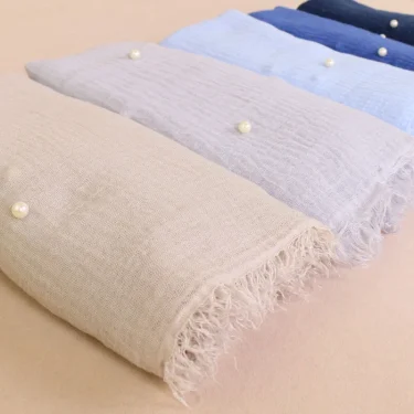 New Plain Crinkled Cotton Muslim Hijab Scarf Women Ladies Scarfs Shawls Head Wrap Pearl Beads Head Scarves Soft Muffler Stole 3