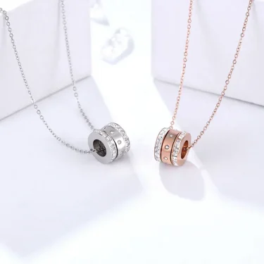 Small And Exquisite Three Zircon Circle Pendant Necklaces For Women High Quality Stainless Steel Love Necklace Birthday Gift 3