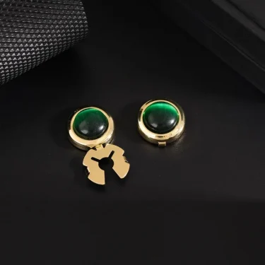 High-end Round Opal Cufflinks for Women French Fashion Business Banquet Wedding Shirt Buttons Luxulry Jewelry Accessories 3