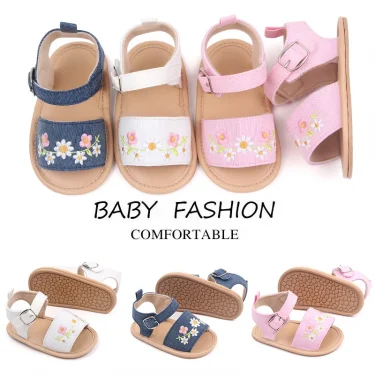Baby Girl Summer Sandal Embroidery Flower Design for 0-1 Years Old 1