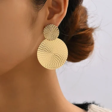Aretes De Mujer Bohemia Trendy Geometric Metal Round Earrings For Women Fashion Wedding Jewelry 1