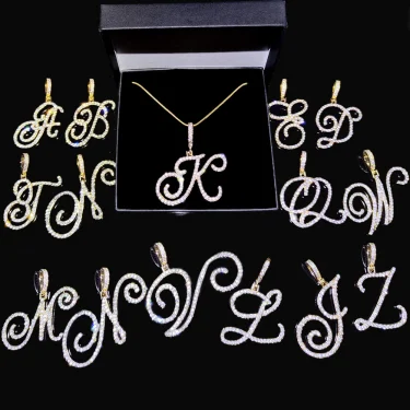 Flatfoosie New A-Z Cursive Initial Letter Name Pendant Necklace For Women Simple Rope Chain Letter Necklace Fashion Jewelry Gift 4