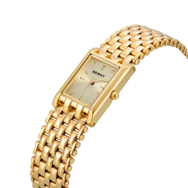 BERNY Gold Watch for Women Square Ladies Quartz Wristwatches Stainless Steel Women Small Gold Watch Luxury Casual Fashion Watch 2