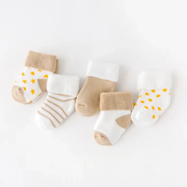5Pair/lot New boy and girl baby socks thick newborn autumn and winter warm foot sock 4