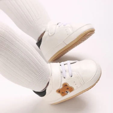 New Cute Bear Newborn Baby Leather Shoes for 1 Year Sneakers Infant Soft Rubber Sole Loafers Toddler Trainers Baby Items Gift 6