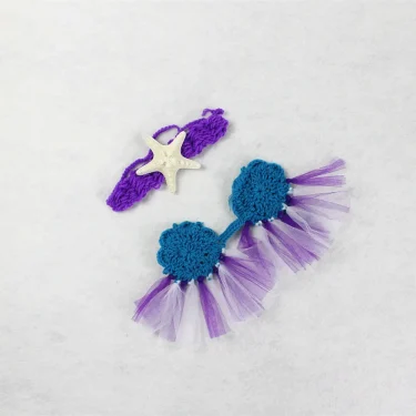 Purple mermaid suit baby photography costume baby photography costume mermaid birthday gift photo props mermaid knitting suit 4