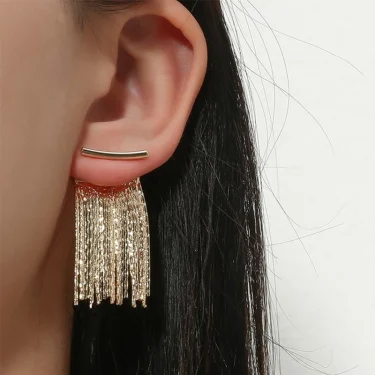 Fashion Statement Earrings Long Statement Gold Color Bling Tassel Earrings For Women Female Wedding Daily Pendant Jewelry Gifts 5