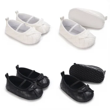 Newborn Baby Shoes Classic Fashion Mary Jane Ballet Flat Shoes Non slip Bow Baby Shoes Preschool Baptist Soft Sole Walking Shoes 2