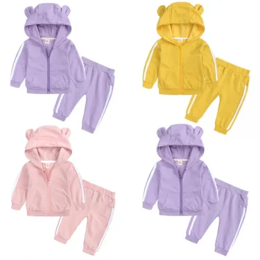 Fashion Baby Girl Outfit Set Cotton Long Sleeve Hooded Tops+Pants Spring Autumn Newborn Clothing Boys Tracksuit Sets 6-24 Months 2