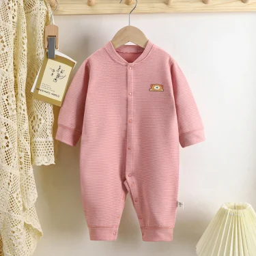 Autumn Winter Newborn Girls Bodysuit Single Breasted Long Sleeve Plush Cartoon Embroidery Baby Girls Onesies Infant Girls Romper 2