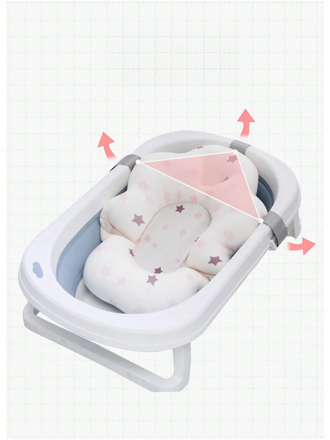 Newborn baby bath net bath tub bath frame baby bath suspension mat bath bed non-slip bath net pocket can sit and lie down 4