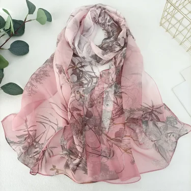 Green Grass Women Elegant Chiffon Georgette Bandana Scarf Summer Beach Sunscreen Thin Hijab 5