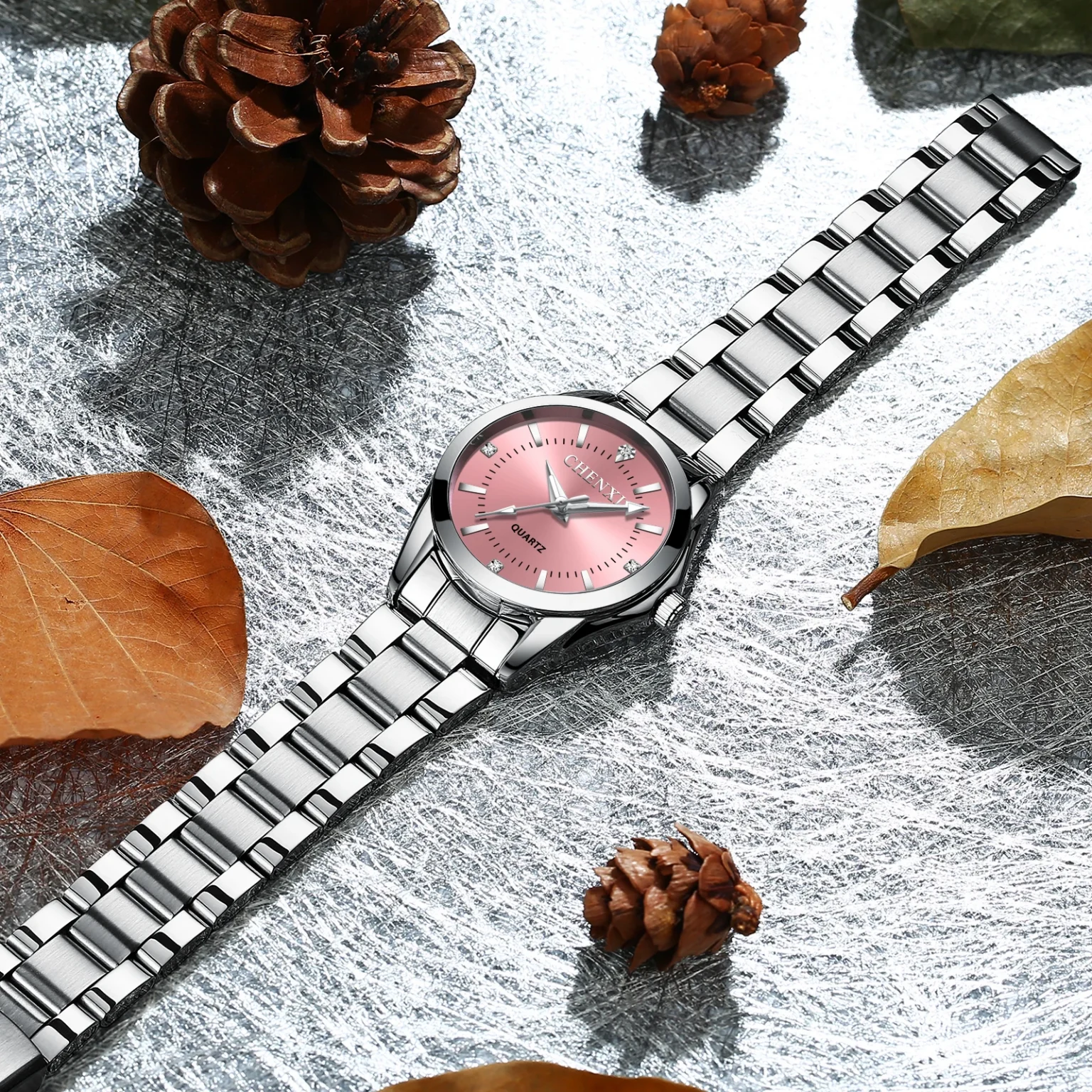 CHENXI Ladies Watch For Women Fashion Silver Clock Stainless Steel Quartz Wrist Watches for Women Waterproof Relogio Feminino 3