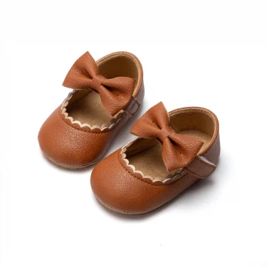 KIDSUN Baby Casual Shoes Infant Toddler Bowknot Non-slip Rubber Soft-Sole Flat PU First Walker Newborn Bow Decor Mary Janes 4