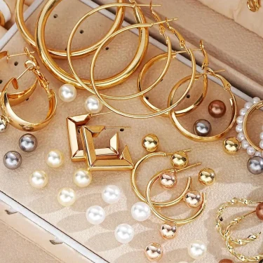 86pcs/Set Elegant Earrings Multi-Layered Necklace Ear Studs Rings 4-In-1 Faux Pearl Jewelry Set For Women Gift (No Box) New 4