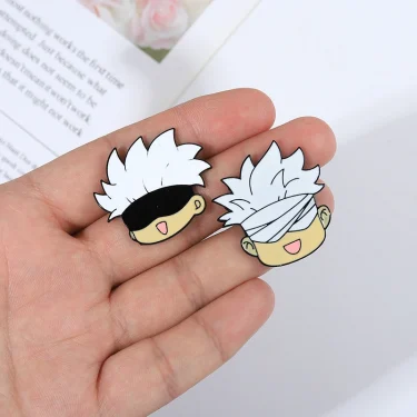 Enamel Pin Kawaii Anime Role Eye Mask Cute Manga Brooches Badge Jujutsu Kaisen Anime Accessories For Backpack Gojo Satoru Cats 3