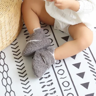 Infant Baby Boy Girl Cozy Fleece Bootie Newborn Stay On Slipper Winter Warm Gripper Non-Slip Crib Shoes 3