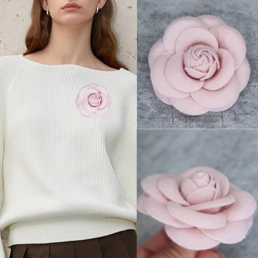 Big Fabric Camellia Brooch Luxury Imitation Wool Pin Brooches for Women Fashion Clothes Corsage Jewelry Accessories Wholesale 1