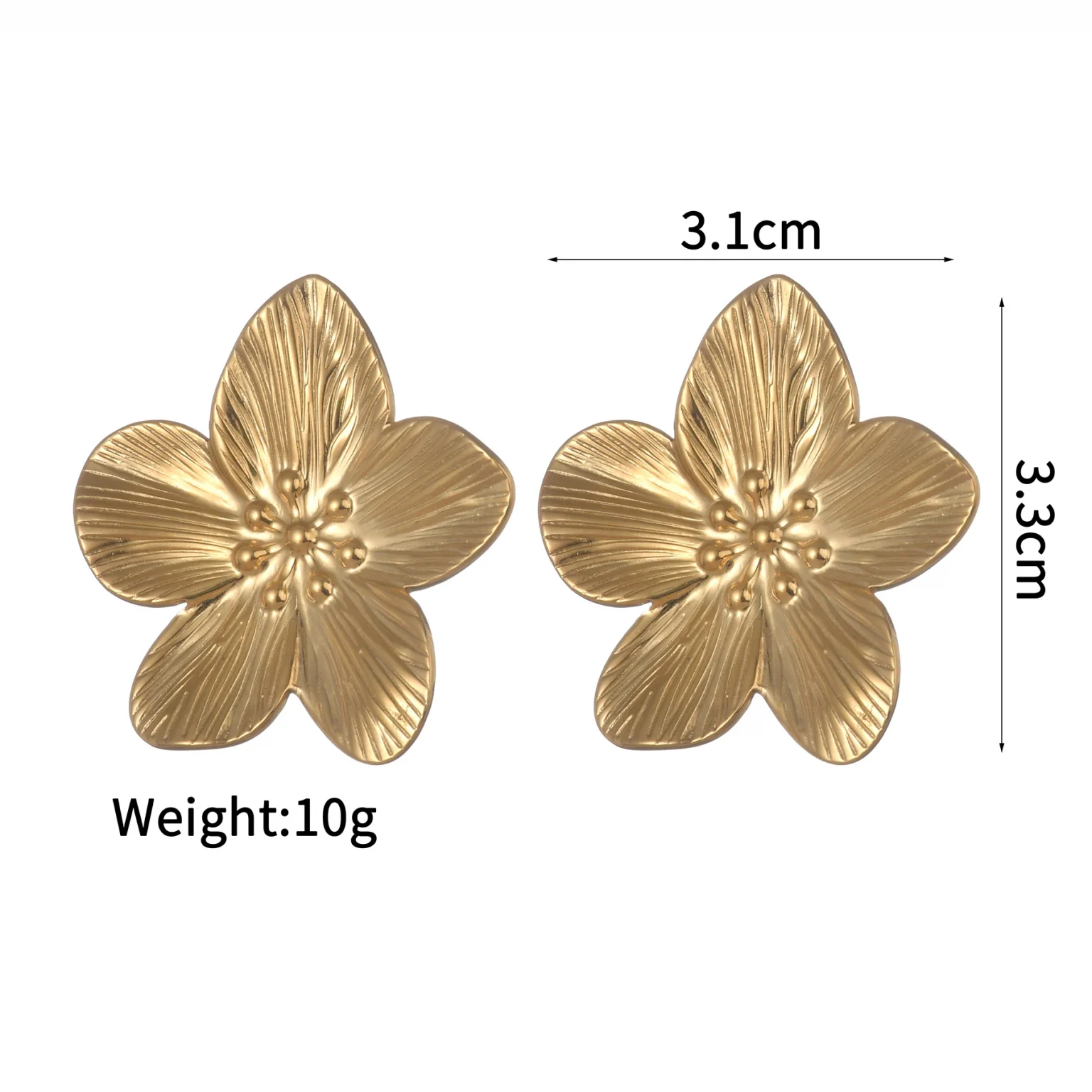 New Trendy Stainless Steel Flower Stud Earring Ring Charm 18K Gold Plated High Quality Statement For Women Jewelry Set Gifts 5