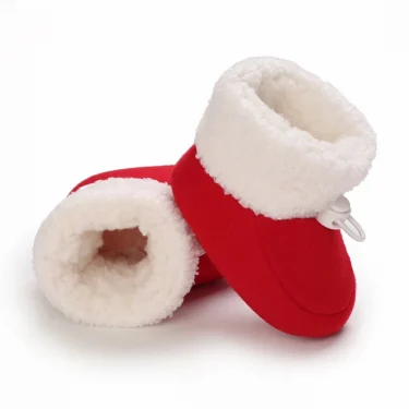 VANLEN SINA Winter Baby Warm Red Boots - Fluffy Flock Snow Slip On Shoes for Girls Toddler 0-18 Months 4