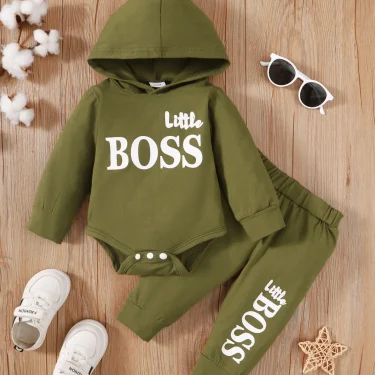 Winter Newborn Infant 0-24M Baby Boy Long Sleeves Cotton Hooded Letter Fashion Baby Hoodies Clothing 3