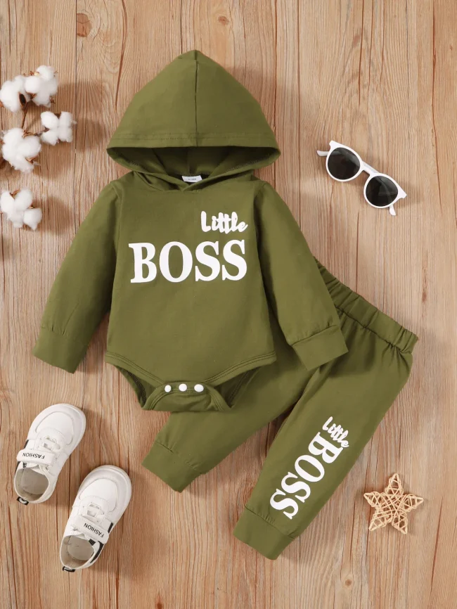 Winter Newborn Infant 0-24M Baby Boy Long Sleeves Cotton Hooded Letter Fashion Baby Hoodies Clothing 3