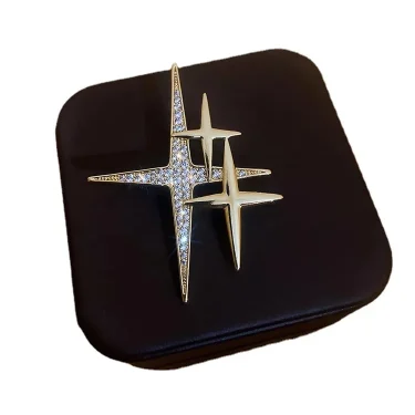 Classic Shining Exquiste Crsytal Star Brooches Pins For Women Men Fashion Korean Style Rhinestone Gold Color Badges Jewelry 5