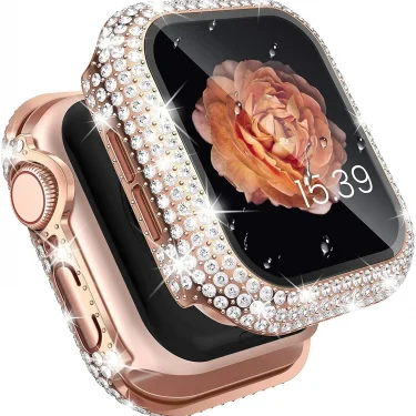 Diamond Watch Case Built-in Tempered Glass For Apple Watch 41mm 45mm 38mm 40mm 42mm 44mm iWatch Series 9 8 7 6 SE 5 4 3 Cover 1