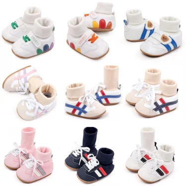 Baby Sock Shos Autumn and Winter Baby Girls Boys Ankle-covered Style 0-1 Year Old Anti Slip Fashion Design Newborn Infant Shoes 1
