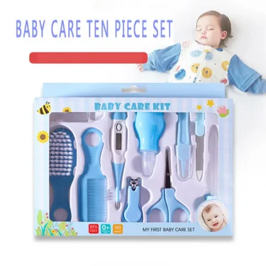 10PCS/Set Baby Health Care Kit Kids Nail Hair Health Care Thermometer Grooming Brush Clipper Teether Toothbrush Baby Essentials 1