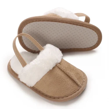 Winter Baby Slippers Fluffy Baby Boy Girl Sandals Cute Flower Embroidery Soft Non-slip Sole Toddler First Toddler Baby Shoes 4