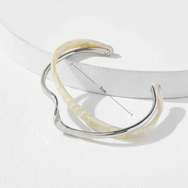 White Shellfish Bracelets Board Bend Metal Bangles Womens Hand Bracelets Geometric C- shaped Opening Bracelets Jewelry Gifts 6