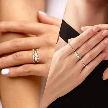 Stackable Gold Rings for Women Dainty 14K Trendy Gold Plated Non Tarnish Stacking Cubic Zirconia Fashion Ring Jewelry Size 6 -10 5