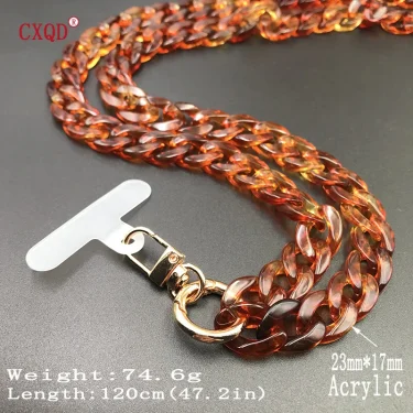 120cm Bevel Design Anti-lost Phone Lanyard Rope Neck Strap Colorful Portable Acrylic Cell Phone Chain Accessories Gifts Outdoor 6