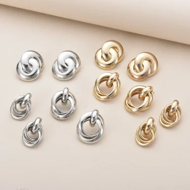 Fashion Twist Knot Metal Stud Earrings For Women Hollow Geometric Gold Silver Color boucles d'oreilles Unusual Earrings Jewelry 1