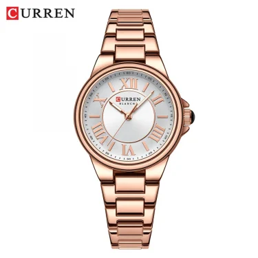 CURREN 9091 Women's Quartz Watch Fashion Simple Elegant Rose Gold Analog Display Steel Strap Wristwatch for Ladies Clock Gift 2