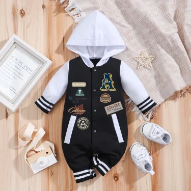 IURNXB Baby Boys Girls Romper Hooded Baseball Long Sleeve Infant Onesie Beach Outfits Newborn Sweatshirt Clothes Jumpsuit 0-18M 1