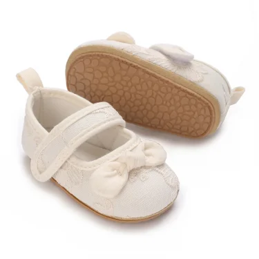 Apricot Colored Cute White Lace Baby Girl Princess Shoes Baby Shoes Butterfly Bow Tassel Rubber Sole Anti Slip Shoes Baby Shoes 3