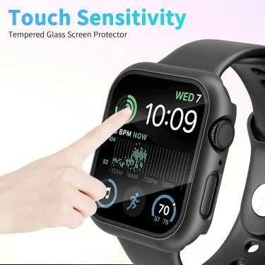 Tempered Glass+Cover For Apple Watch 9 8 7 45mm 41mm PC Bumper Screen Protector Case iWatch Series 7 6 5 4 SE2 44mm 40mm 42mm 38 5