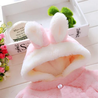 Baby Girls Clothing New Cape Autumn/Winter Wool Sweater Shawl Baby Rabbit Ears Fleece Jacket Cape For Newborn 4