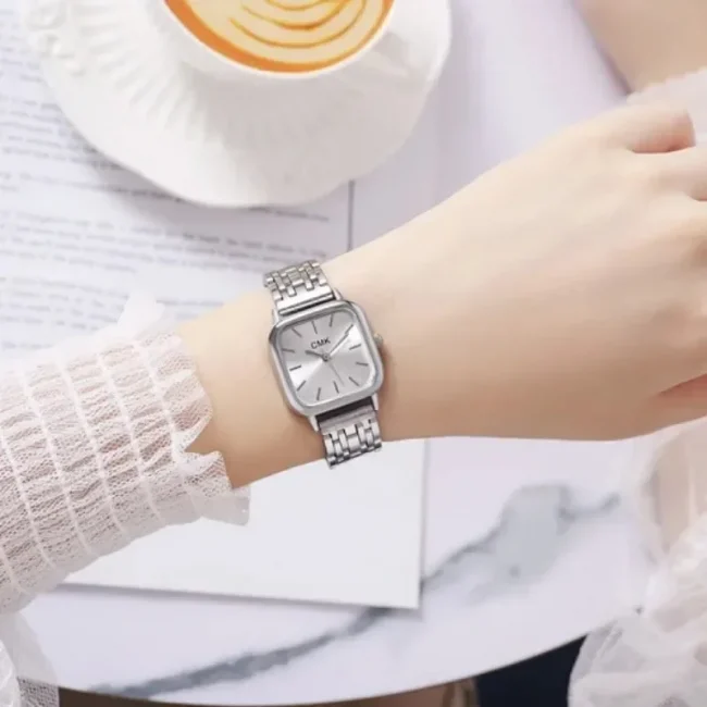Stainless Steel Bracelet Watch Women Fashion Minimalist Temperament Watches Small Square Quartz Wristwatch Relojes Para Mujer 4