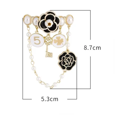 Luxury Lady Camellia Pearl Chain Brooch ​Clover Accessory Wedding Decorations Souvenir Gifts 6
