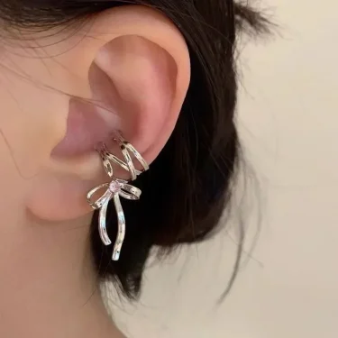 Pink Butterfly Ear Cuff Earrings For Women Girls Fashion Bowknot No Piercing Clips Earring Fake Piercing Ballet Clip On Jewelry 4