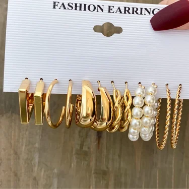 European Personality Exaggerated Geometric Stud Earrings Set Women Fashion Temperament Party Jewelry Wholesale 3